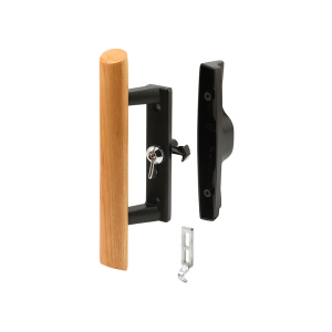 FHC Black Diecast With Hardwood Handle Surface Hook Sliding Patio Door (Single Pack)
