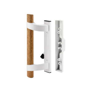 FHC Patio Door Mortise Style Handle - White Diecast With Wood Handle (Single Pack)