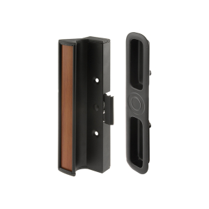 FHC Aluminum Black Finish - Patio Door Handle Surface Mount With Clamp Latch - International Windows (Single Pack)