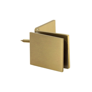 FHC Adjustable Glass Clamp Square - Wall Mount for 3/8" to 1/2" Glass - Satin Brass 