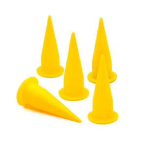FHC COX Yellow Cone Plastic Nozzle for Caulk Sausage Guns - 5/PK