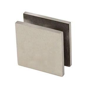 FHC Clamp for Mall Fronts 180 Degree Square for 3/8" to 3/4" Glass - Brushed Stainless