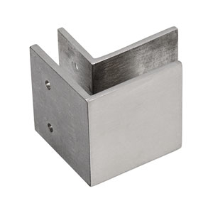 FHC Clamp for Mall Fronts Wall Mount Square for 3/8" to 1/2" Glass - Brushed Stainless 