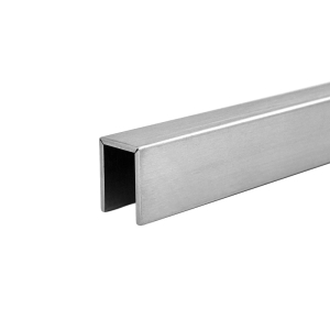 FHC V-Cut Cap Rail 11 Gauge 1-5/16" x 1 x 1-5/16" Profile 12' Stock Lengths - Brushed Stainless