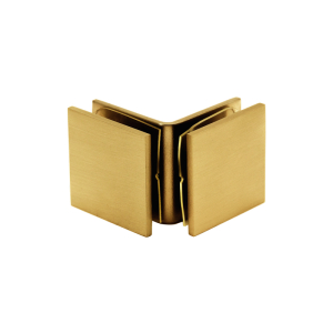 FHC Open Face Square - 90 Degree Glass Clamp for 3/8" and 1/2" Glass - Satin Brass