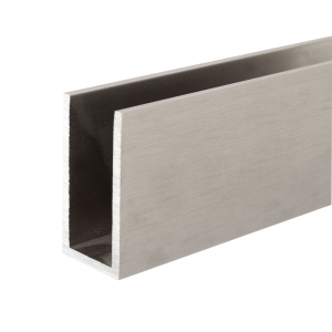 FHC 1" x 2" Deep U-Channel - 12" Long Sample - Brushed Stainless Anodized
