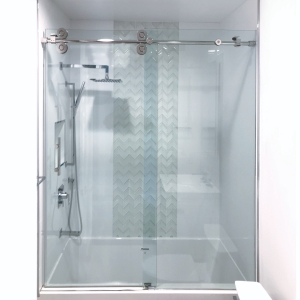 FHC Clearwater Series Sliding Shower Door System for 3/8" or 1/2" Glass - Brushed Stainless 