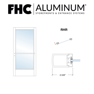 FHC 200 Series Stock Narrow Stile Single Aluminum Door - RHR - Center Pivots