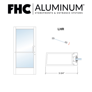 FHC 300 Series Stock Medium Stile Single Aluminum Door - LHR - Continuous Hinge