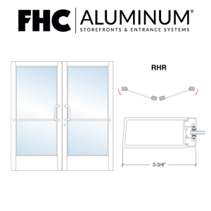 FHC 300 Series Stock Medium Stile Pair of Aluminum Doors - Continuous Hinge
