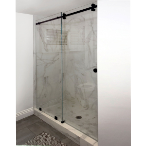 FHC Grande Series Denali 180 Deg Sliding Shower Door Kit for 1/2" Glass - Matte Black
