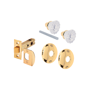 FHC Fluted Glass Door Knob Passage Set - 2" Outside Diameter - Brass Plated - Indoor Use Only (Single Pack)