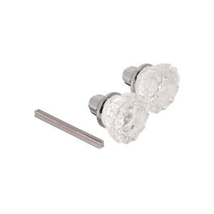 FHC Mortise Style Fluted Glass Door Knobs - Features 2” Outside Diameter Knobs (Chrome Plated)