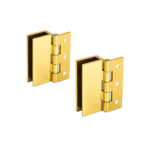 FHC Large Wall Mount Set Screw Hinges for 3/16" to 5/16" Glass - Polished Brass - 2pk