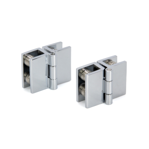 FHC Mini Glass-to-Glass Set Screw Outswing Hinges for 3/16" to 1/4" Glass - Chrome - 2pk