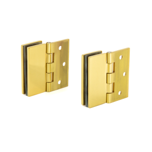 FHC Double Wall-to-Glass Hinges for 1/4" to 5/16" Glass - Polished Brass - 2pk