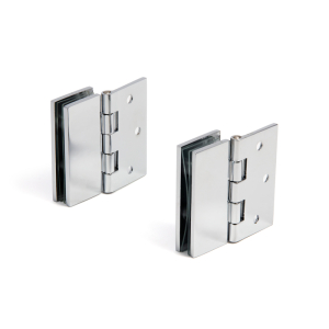 FHC Double Wall-to-Glass Hinges for 1/4" to 5/16" Glass - Chrome - 2pk