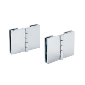 FHC Double 90 Degree Glass-to-Glass Hinges for 1/4" to 5/16" Glass - Chrome - 2pk