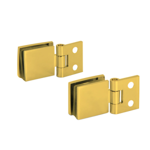 FHC Single Swing Wall-to-Glass Hinges for 1/4" to 5/16" Glass - Polished Brass - 2pk