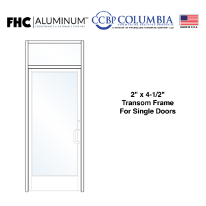 FHC 2" x 4-1/2" Transom Frame for Single Doors with No Hinge Prep and an OHCC  - No Threshold  - Satin Anodized  - Custom Size / Hardware Prep