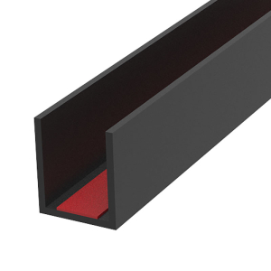 FHC Perimeter Channel with Pre-Applied Tape for 1/2" Glass 95" Length - Matte Black