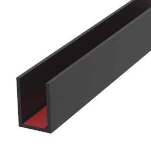 FHC Perimeter Channel with Pre-Applied Tape for 3/8" Glass 95" Length - Matte Black
