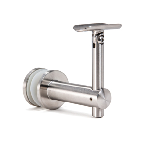 FHC Glass Mounted Bracket - Adjustable Saddle and Height for 1.5" Diameter Handrail - Brushed Stainless