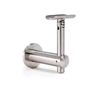 FHC Wall Mounted Bracket - Adjustable Saddle and Height for 1.5" Diameter Handrail - Brushed Stainless