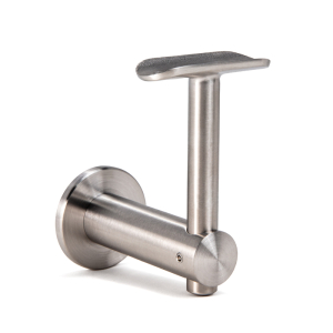 FHC Wall Mounted Bracket - Fixed Saddle and Adjustable Height for 1.5" Diameter Handrail - Brushed Stainless