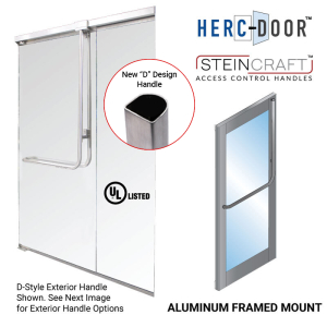FHC "D" Shape Panic Exit Device 'FS' Exterior Short Height Handle Top Aluminum Door Mount - Exterior Retainer Plate - Satin Brass