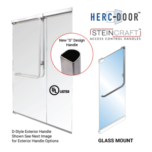FHC "D" Shape Panic Exit Device 'FS' Exterior Short Height Handle Top Glass Mount - Exterior Retainer Plate - Satin Brass