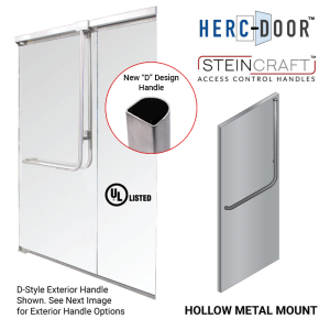 FHC "D" Shape Panic Exit Device 'FS' Exterior Short Height Handle Top Metal Door Mount - Exterior Retainer Plate - Brushed Stainless