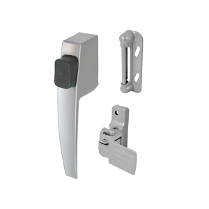 FHC Screen And Storm Door Push Button Latch Set With Night Lock - Aluminum Finish - Fits Doors 5/8” - 1-1/4” Thick (Single Pack)