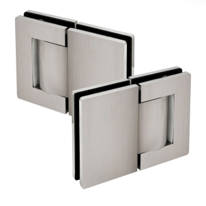 FHC Panorama Series Self Closing Hydraulic Hinges - Sold In Pairs - Glass to Glass No Hold Open - Brushed Stainless