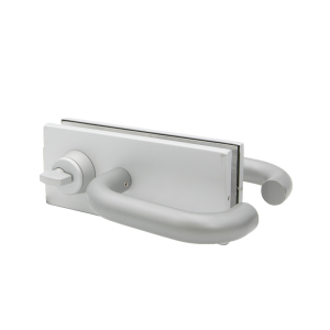FHC NPF Glass Mounted Lever Latch with Lock/Thumbturn and Tubular Handles - Satin Anodized Finish   