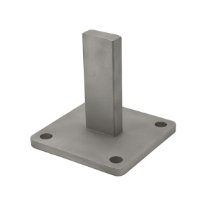 FHC Post Stanchion with 5" Square Base For 1" x 2" Rectangular Rail - Mill Stainless Steel 