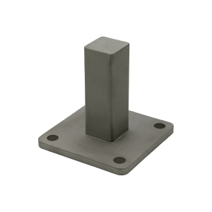 FHC Post Stanchion with 5" Square Base - Mill Stainless Steel   
