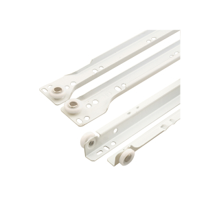 FHC Drawer Slide Kit - Replace Drawer Track Hardware - Self-Closing Design - 17-3/4” Steel Tracks - Plastic Wheels - White 1 Pair (2 Lh - 2 Rh)
