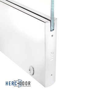 FHC 10" Square Door Rail With Lock - 3/8" Glass - Polished Stainless 
