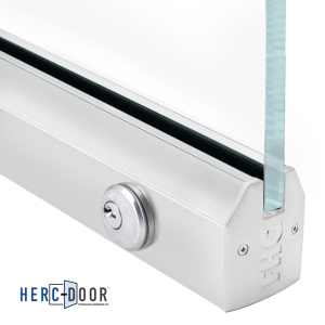 FHC 2-1/2" Low Profile Tapered Door Rail with Lock for 1/2" Glass - 35-3/4" Length - Satin Anodized