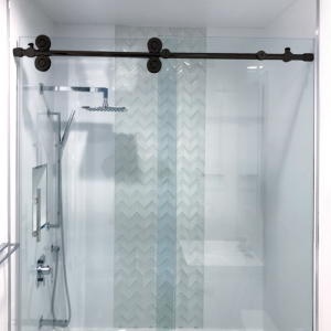 FHC Clearwater Series Sliding Shower Door System for 3/8" or 1/2" Glass - Matte Black 