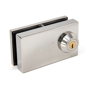 FHC Slip-On Glass-to-Glass Door Lock for 3/8" Thick Glass - Polished Stainless