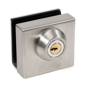 FHC Slip-On Glass Door Lock for 1/2" Thick Glass - Brushed Stainless