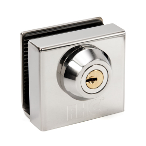 FHC Slip-On Glass Door Lock for 3/8" Thick Glass - Polished Stainless