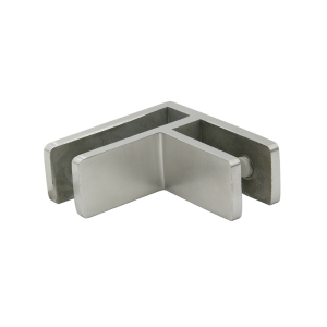 FHC Stabilizing Glass Clamp 90 Degree Glass-to-Glass 1/2"-9/16" Glass - Brushed Stainless