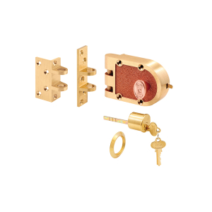 FHC Deadbolt - Solid Bronze Alloy - Brushed Brass - Angle And Flat Strike - Single Cylinder (Single Pack)