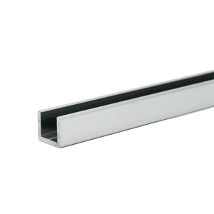 FHC 3/8" Low Profile U-Channel for 1/2" Glass - 95" Long - Brite Anodized