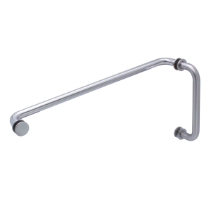 FHC 8" x 20" Tubular Pull/Towel Bar Combo with Washers for 1/4" to 1/2" Glass - Brushed Nickel 