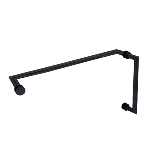 FHC 6" x 18" Mitered Pull/Towel Bar Combo with Washers for 1/4" to 1/2" Glass - Matte Black 