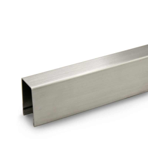 FHC Top Cap U-Channel 7/8" x 1-3/4" with Hem - 10' Long - Brushed Stainless 316